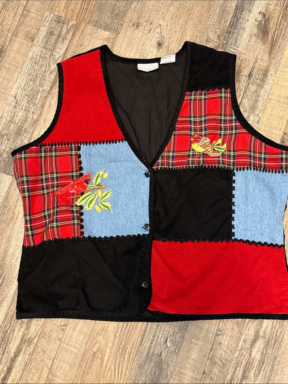 Vintage Blair Patchwork Quilted Vest Women’s Size XL Cottagecore Corduroy Plaid